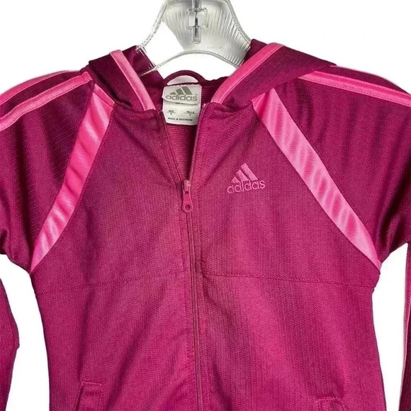 Adidas Girls Pink Purple Track Suit Size 5 Zip Hoodie & Jogger Pants Set - Picture 2 of 16